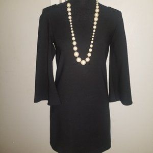Final Price! Black Square Neck Bell Sleeve Dress - 00P